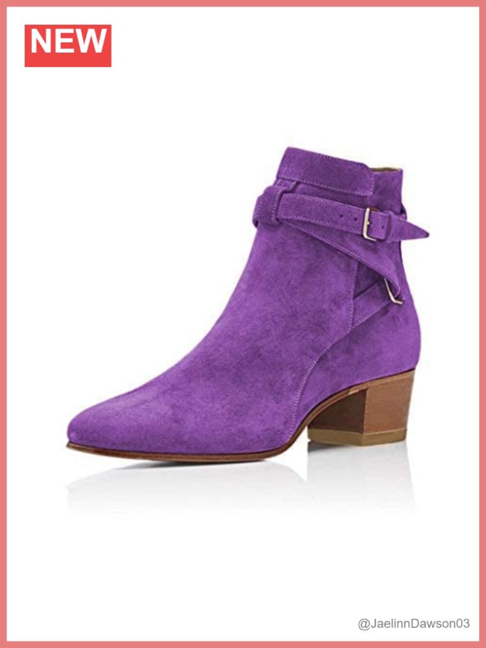 Faux Suede Cowgirl Ankle Bootie Low Block Heel with Buckle Pull On
